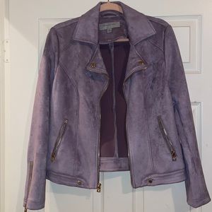 Women’s Lavender Suede Moto Jacket.